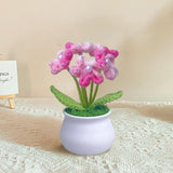 3Pcs Crochet Flower Pot, Sunflower Red Rose Forget Me Not Small Potted Flowers, Mothers Day Valentines Gifts For Mom Wife, Cute Desk Decor For Women Office Car Dashboard