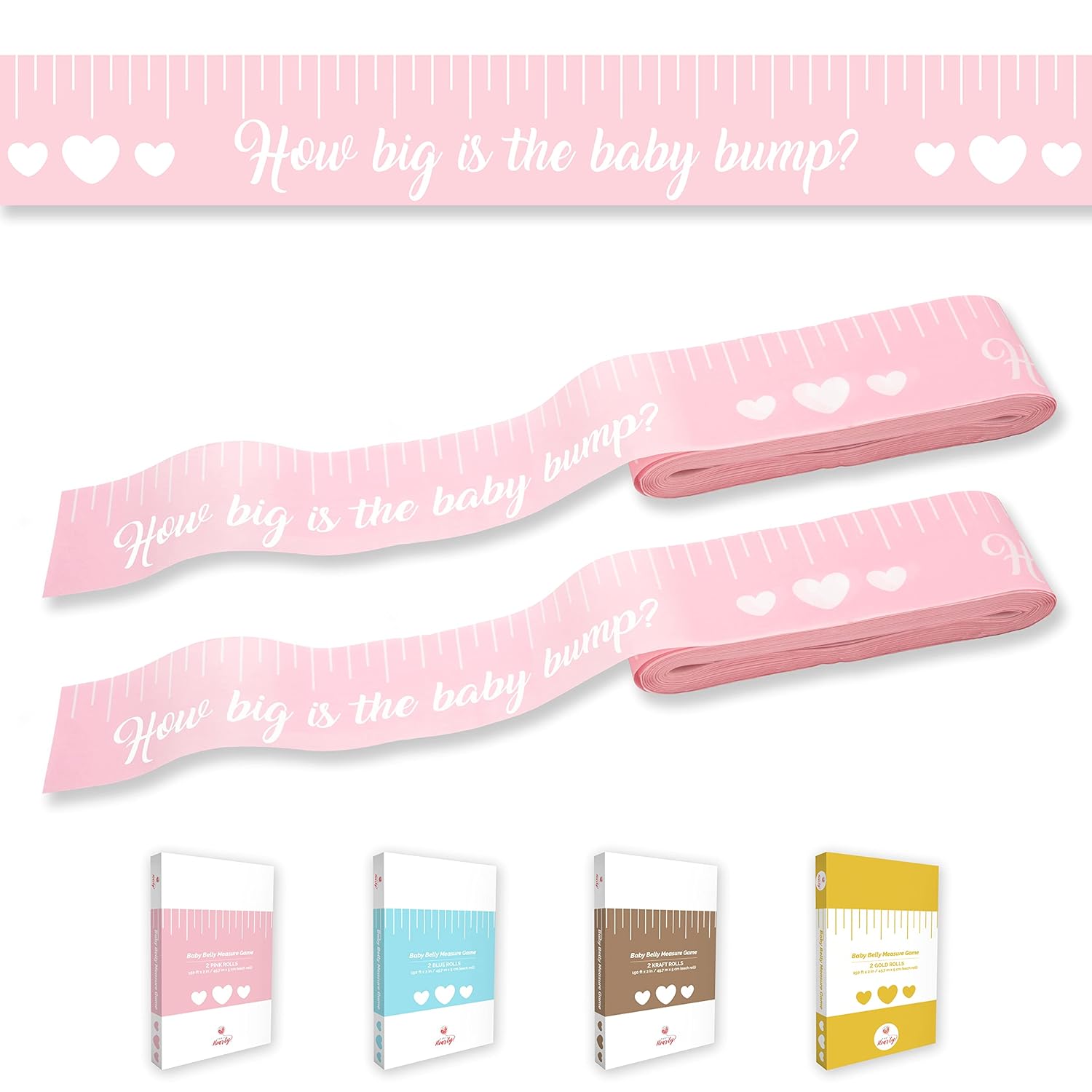 Funny Baby Shower Games For Girl Activities, 2 Rolls, 2 Inches X 150 Feet, Pink Tummy Measure, Fun & Easy Idea
