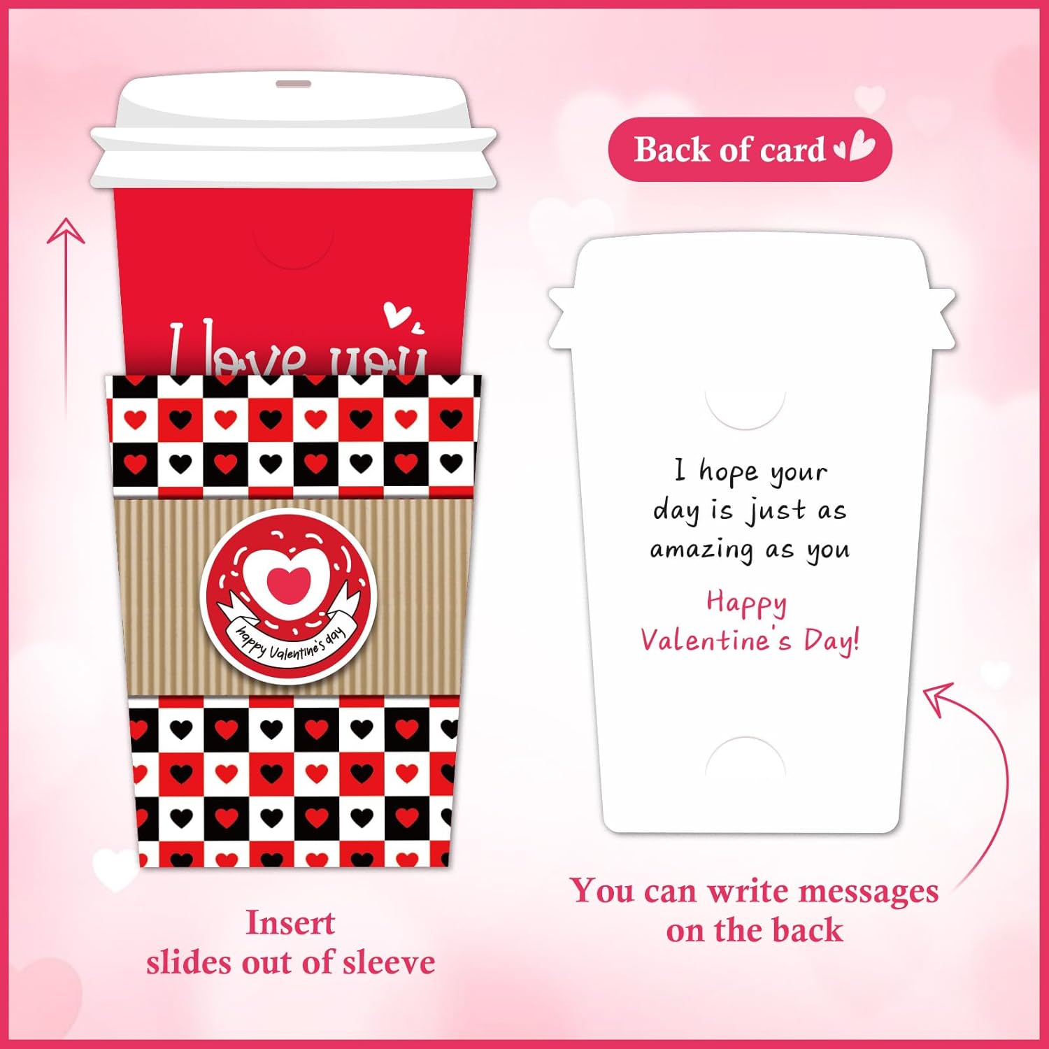 Valentines Day Card For Him - 6 Set Coffee Cup Gift Card Holder Money Holder For Cash Gift Unique Valentines Coffee Cup Gift Card Holder For Boyfriend Girlfriend Coffee Lovers Gifts