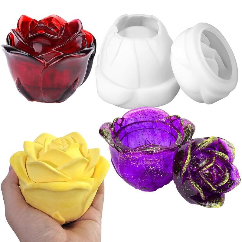 Resin Jar Molds With Lid, Rose Flower Jar Molds For Epoxy Resin Casting, Candy Jewelry Storage Boxes, Flower Pot, Candle Jars Home Decoration, Diy Crafts