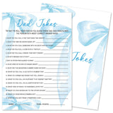 Dad Jokes Game Cards, 30 Blue Bow Baby Shower Game With Answer Card, Baby Announcement Gender Reveal Party Games Supplies & Activities -B19