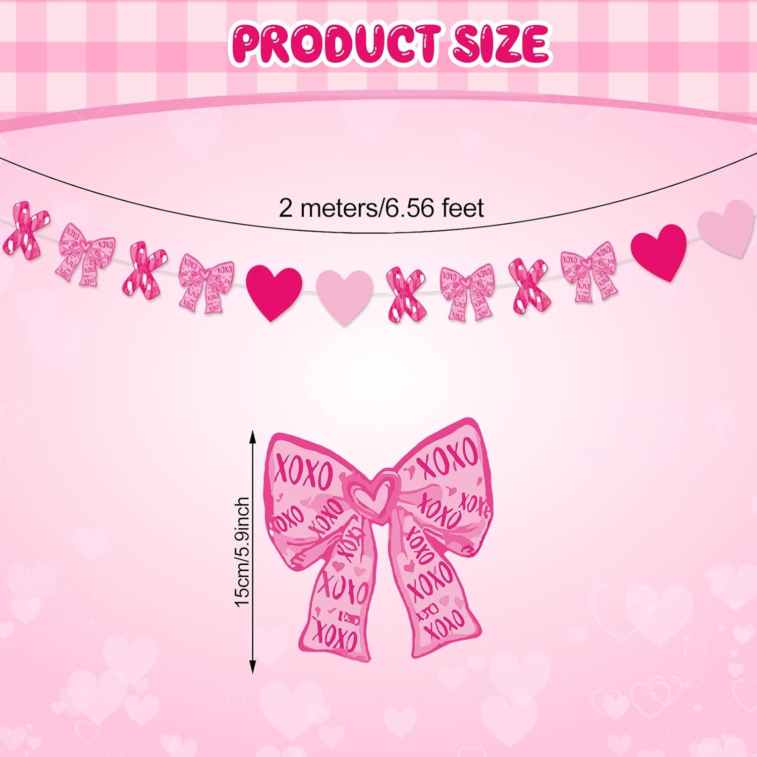 4 Pcs Pink Xoxo Heart Garland Valentines Day Pink Bow Decorations Banner Heart Hanging Garland Romantic Xoxo Banner For Valentine Anniversary Wedding Party Decorations Supplies