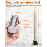 6 Flameless Window Candles With Remote Controller & Timer, Led Cone Stick Candle, Free 6 Black Bases, 9.6 Inch Battery Powered Christmas Candles For Home, Party, Holidays, Christmas Decoration