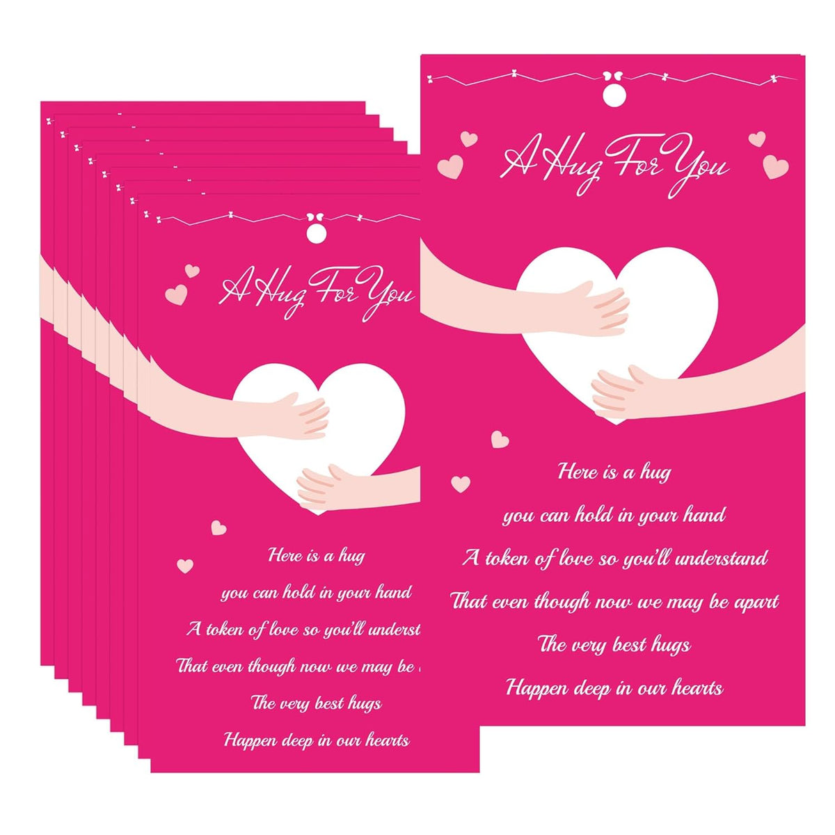 Pocket Hug Bulk Card Little Heart Pocket Hug Inspirational Greeting Cards 2.1 X 4.1 Inch - Happy Valentine'S Day Cards Valentine Exchange For School Friends Colleagues Family 50 Pack (Pink)