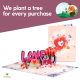 Frndly By 3D I Love You Pop Up Valentines Day Card, Gift For Valentines Day, Mothers Day, Birthday, Wedding, Anniversary, All Occasion - Handcrafted, 100% Recycled And Eco-Friendly, 8" X 6" Cover - Includes Envelope And Note Tag