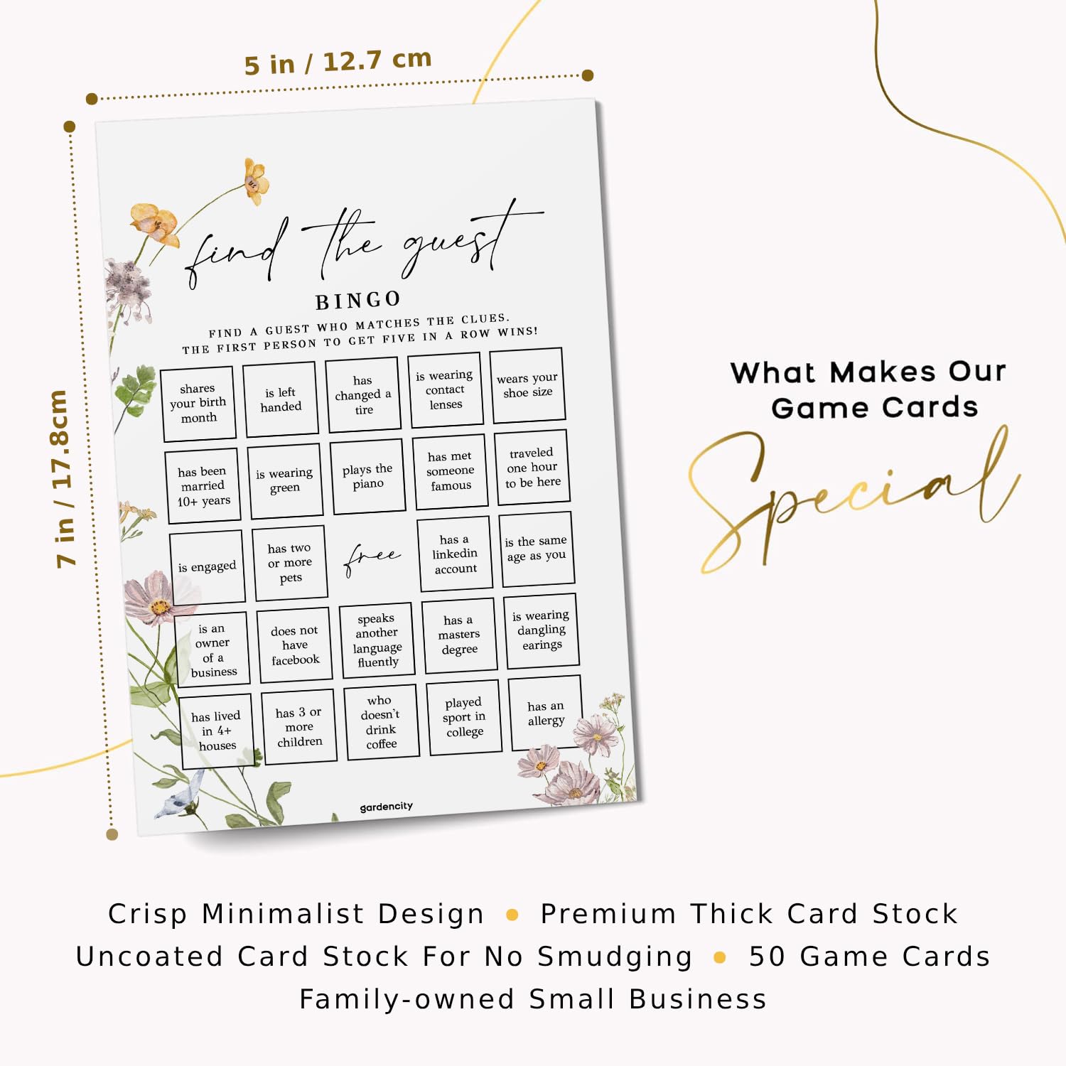 Find The Guest Bingo Game Cards, Bridal Shower Games, Baby Shower Bingo, Wedding Game, 50 Cards - Wildflower