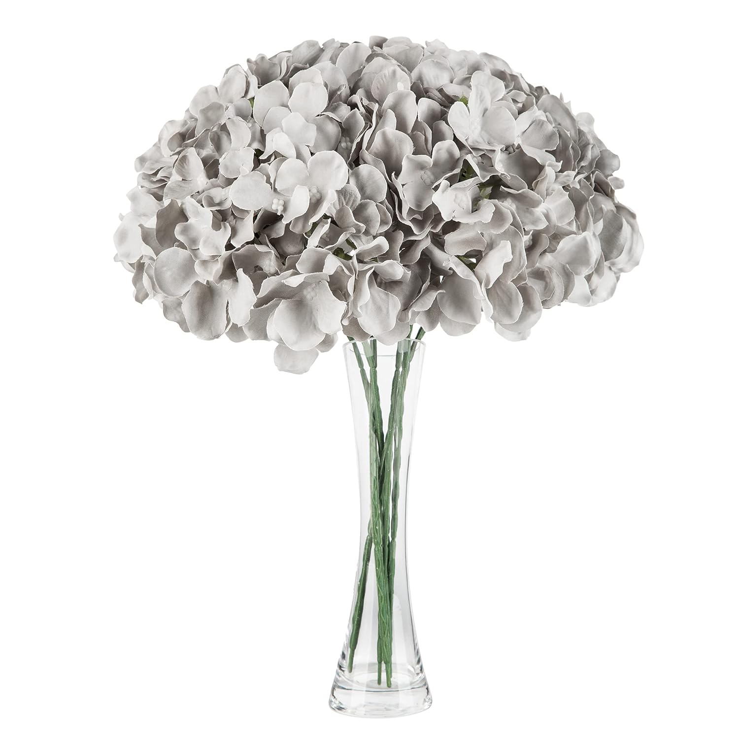 Silk Hydrangea Fake Flower 10Pcs Diy Floral Artificial Flower With Stems For Wedding Office Shower Decor Hotel Banquet Home Decor (Grey)