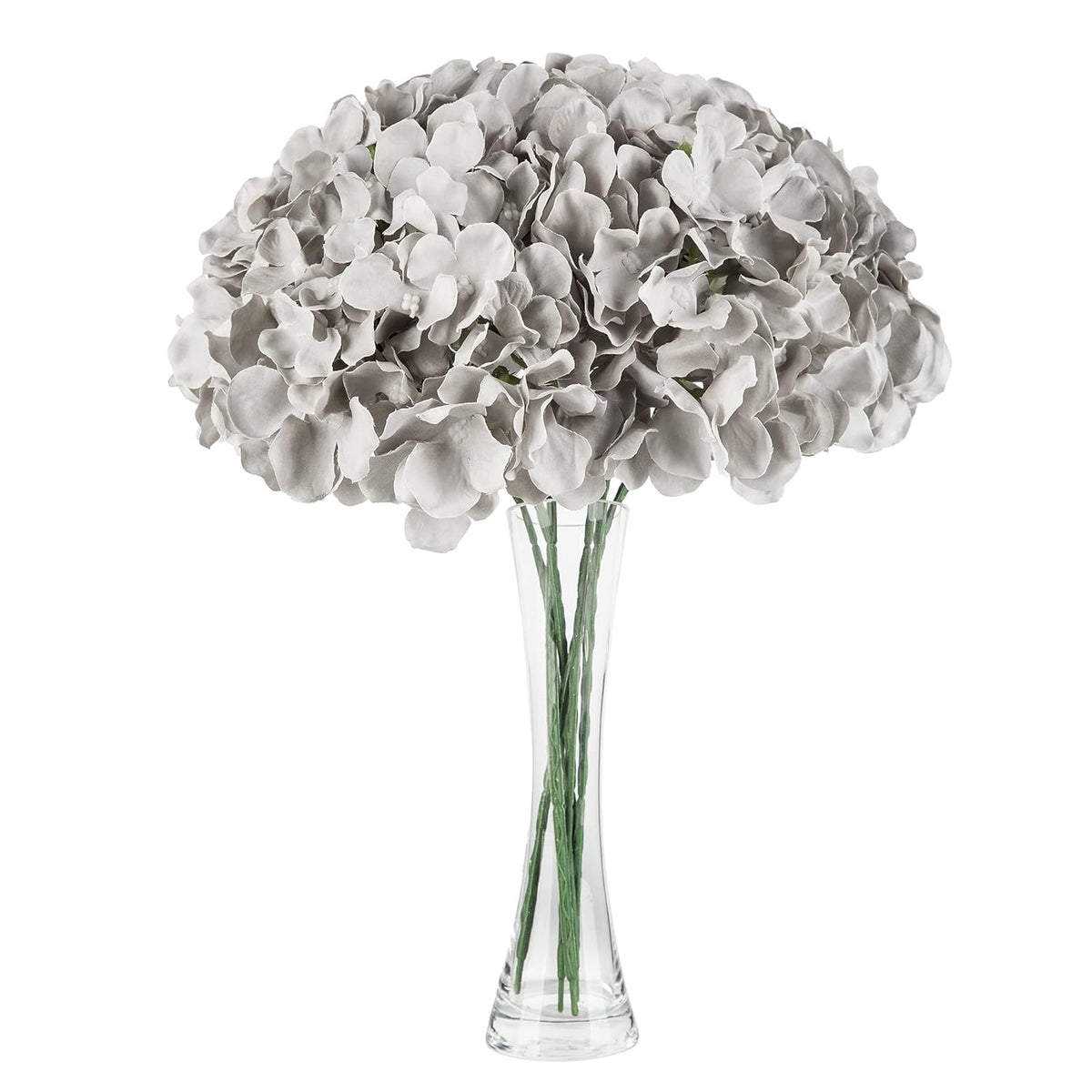 Silk Hydrangea Fake Flower 10Pcs Diy Floral Artificial Flower With Stems For Wedding Office Shower Decor Hotel Banquet Home Decor (Grey)