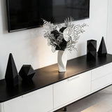 Modern Silver & Black Artificial Flower Bouquet - Metallic Faux Floral Arrangement For Home Decor, Bathroom/Table Centerpiece, Minimalist Decorative Fake Plants