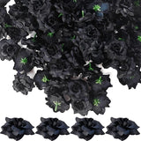 55Pcs Black Mini Roses Artificial Flowers Bulk, 1.77 Inch Small Silk Fake Roses Flower Heads For Decoration, Crafts, Wedding Halloween Party Home Decor