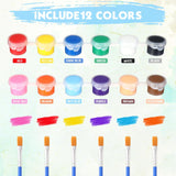 840 Pcs Mini Acrylic Paint Set 60 Set 12 Colors Washable Paint Strips 60 Pcs Flat Brushes 60 Pointed Brushes For Arts Crafts Birthday Party Favors(3 Ml)