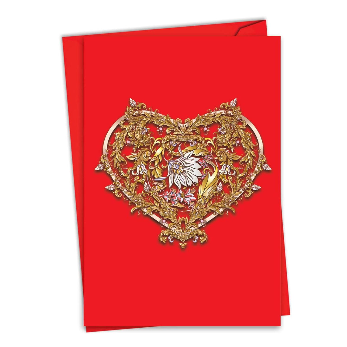 - Valentine'S Day Greeting Card With Envelope (4.63 X 6.75 Inch) - Baroque Hearts C8999Bvdg