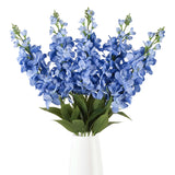 Blue Flowers Artificial 5Pcs Long Stem Blue Delphinium Artificial Flowers 37.4" Velvet Faux Flowers For Vase Decor, Wedding Centerpieces, Floral Arrangements