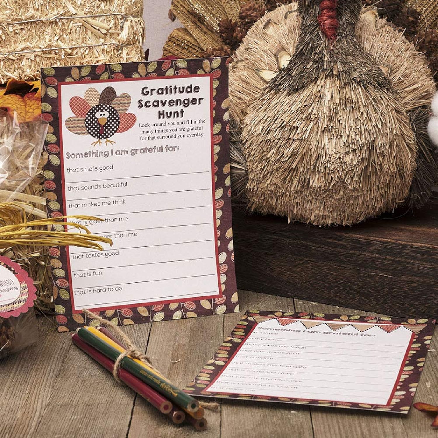“I Am Grateful For” Gratitude Scavenger Hunt Thanksgiving Fill In Game Cards, Ten 5" X 7" Fill In The Blank Cards By Amandacreation