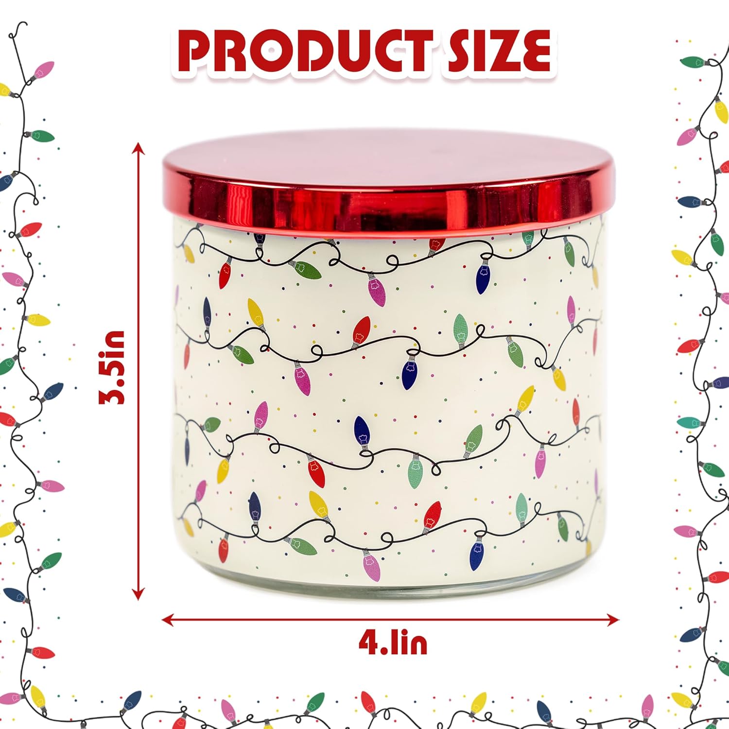 Christmas Candles, Xmas Berry Jam Scented Candle, Large 3 Wicks, 14 Oz Christmas String Lights Candle Gift