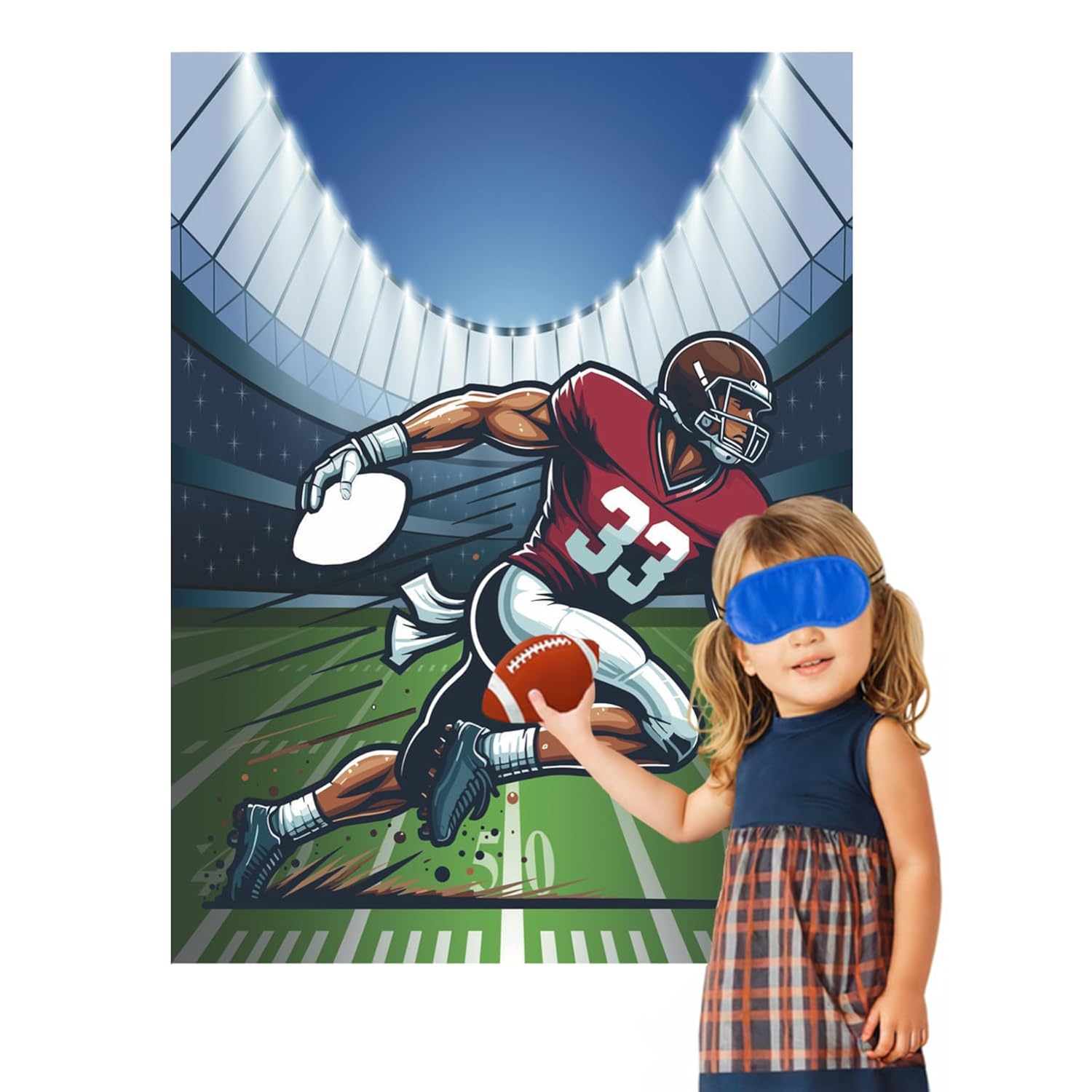 Football Party Game Set, Pin The Football Activity With 24 Stickers, Indoor Group Games For Adults