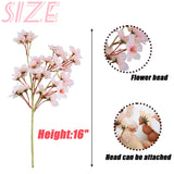 6Pcs Artificial Cherry Blossom Branches Decor Fake Flowers Silk Spring Faux Flowers 16" Peach Bouquet For Home Wedding Bedroom Japanese Decoration Diy Table Centerpiece Arrangement(Pink)