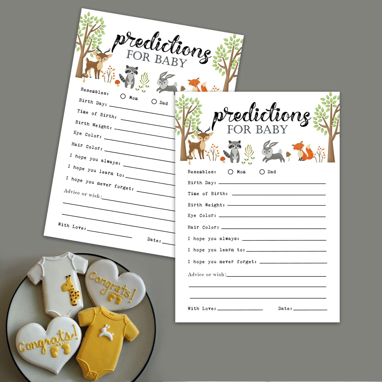 25 Advice And Prediction Cards For Baby Shower Game, New Mom And Dad Card For Girl Or Boy Babies, New Parents, Fun Gender Neutral Shower Party Favors