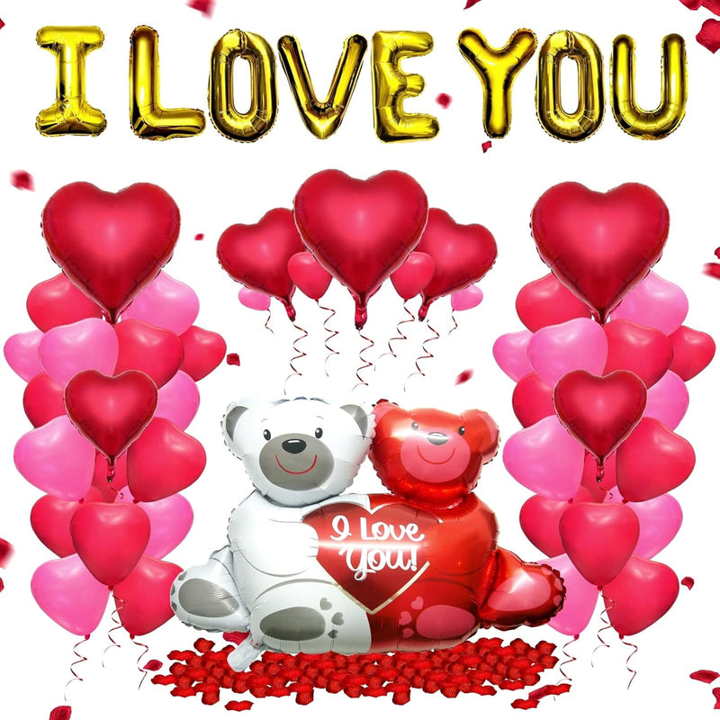 I Love You Valentine Balloons Heart Balloons Love Bear Balloons Alumin