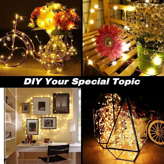 99FT 300 LED Fairy String Lights Plug In Warm White Copper Wire Twinkle Lights for Indoor Outdoor Bedroom Patio Yard Wedding Party Christmas Tree Decoration