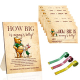The Bear Wood Frame With 36 Guest Game Cards,Classic Winnie Themed How Big Is Mommy'S Belly Party Birthday Game Decorations | 3 Tape Measure Included