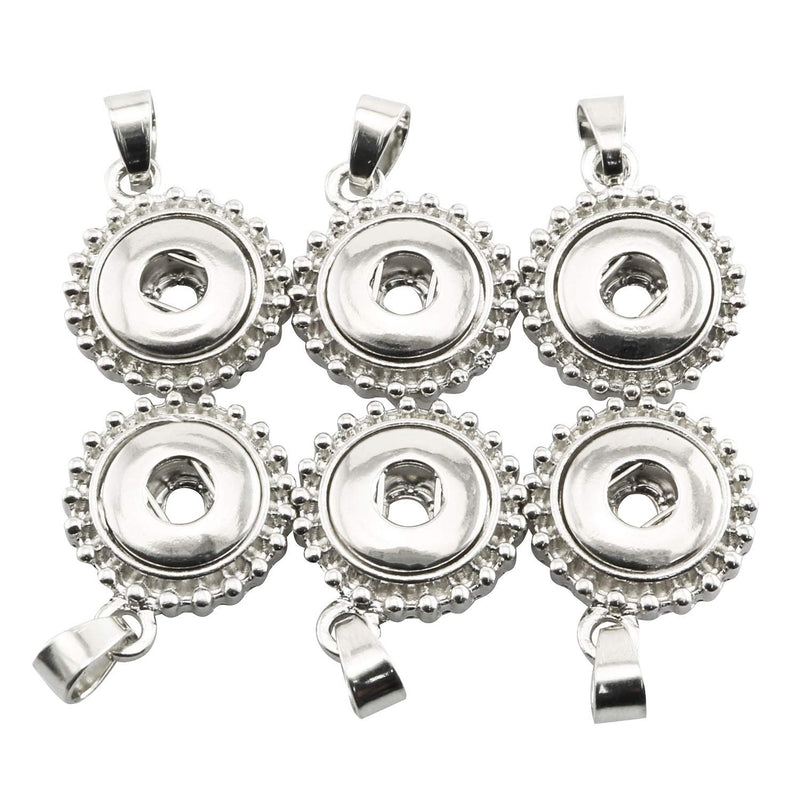 6Pcs 12Mm Metal Alloy Button Shape Pendant Petite Size Hang Snap Button Base P