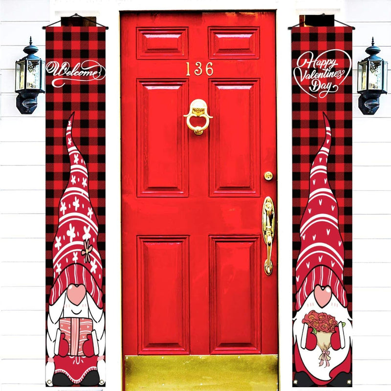 Gnome Valentine'S Day Decoration Banner Happy Valentine'S Day Porch Si