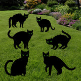 6 Pack Halloween Black Cat Yard Signs with Stakes Scary Silhouette Halloween Decorations for Outdoor Yard Lawn Garden Halloween Decor
