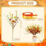 12 Pack Fall Flowers, Artificial Autumn Floral Berry Picks Forsythia Stem For Thanksgiving Harvest Bouquet Floral Arrangements Garland Table Centerpieces Home Decor