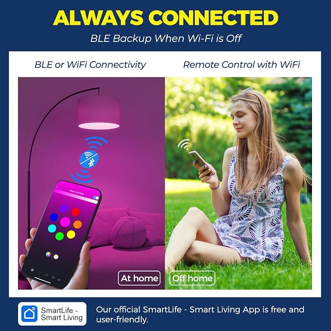 BR30 Smart Light Bulbs 4 Pack 1100LM RGBCW WiFi Smart Bulbs Alexa Google Assistant Compatible
