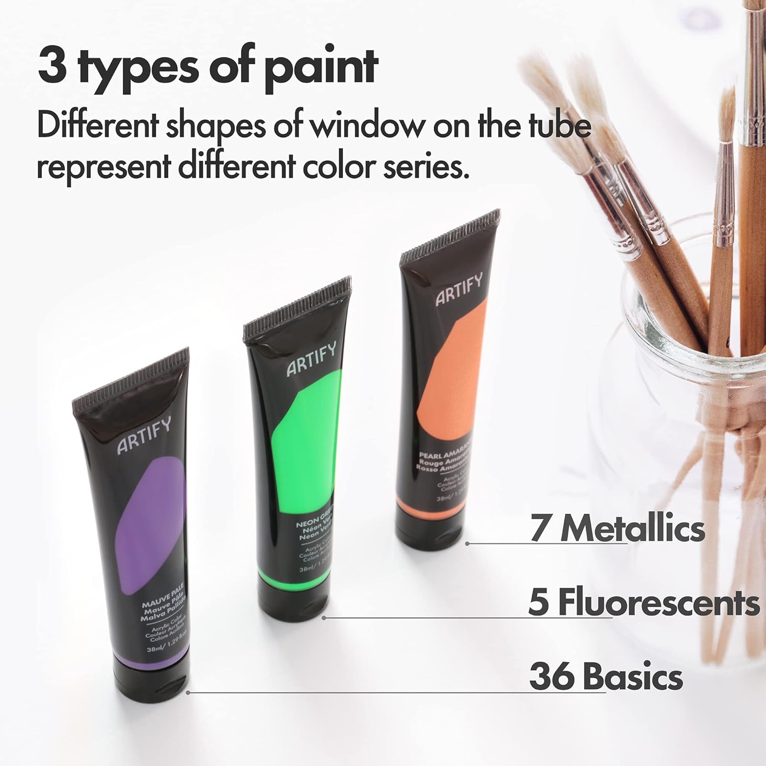 Artify Acrylic Paint, Set Of 48 Color (1.29 Oz, 38Ml) With A Storage Box, Rich Pigments, Non Fading, Non Toxic Paints For Artist, Hobby Painters & Kids, Art Supplies For Canvas Painting