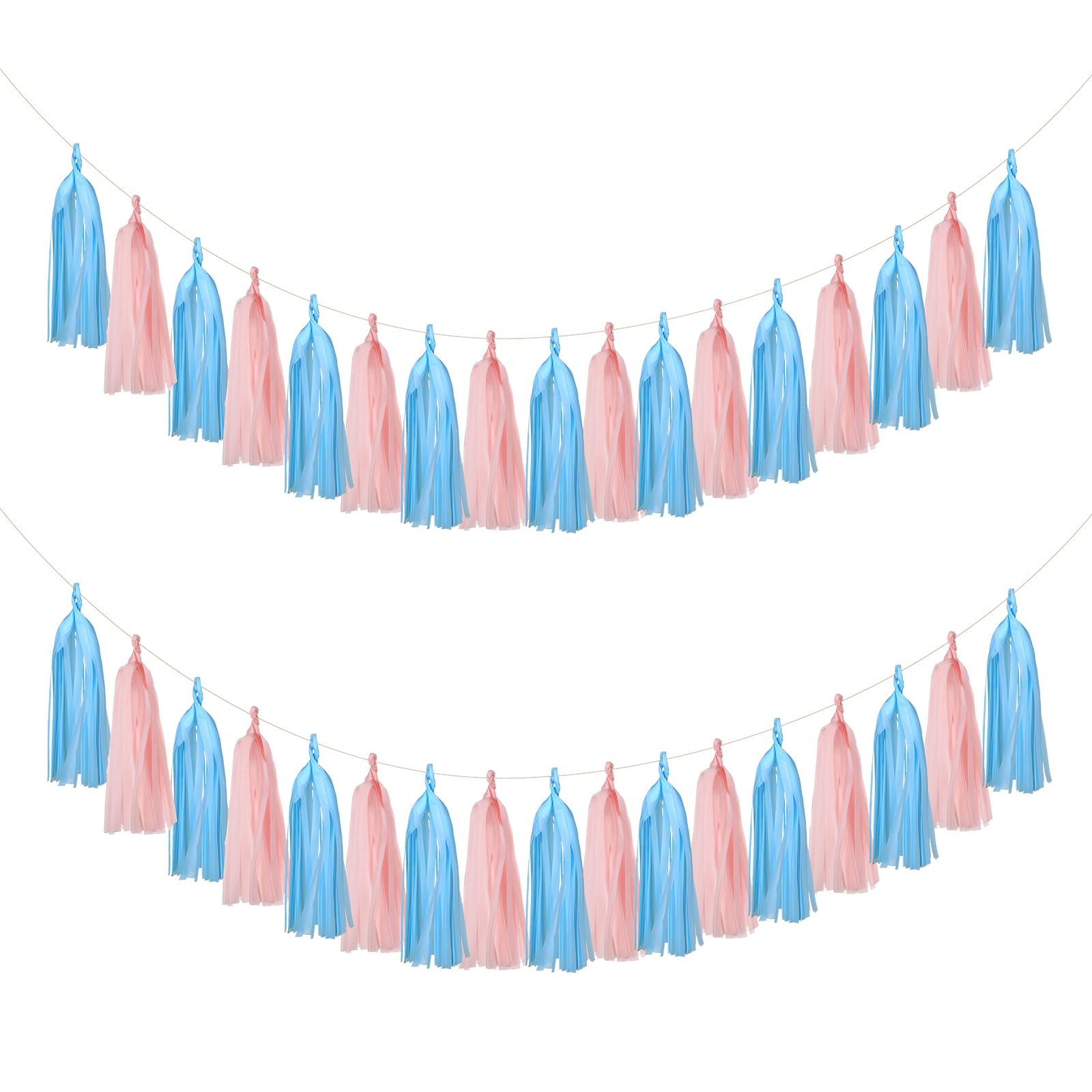 20PCS Gender Reveal Tissue Paper Tassel Banner Baby Pink Blue Tissue Garland for Gender Reveal Party Decorations Boy or Girl Baby Shower Decorations Pink and Blue Decorations