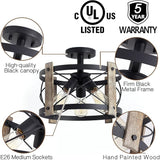 13 Inch Rustic Farmhouse Ceiling Light Matte Black 3 Light Flush Mount Fixture