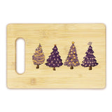 Purple Merry Christmas Tree Cutting Board, Purple Christmas Kitchen Decor, Xmas Glitter Tree Winter Holiday Bamboo Cutting Board For Kitchen