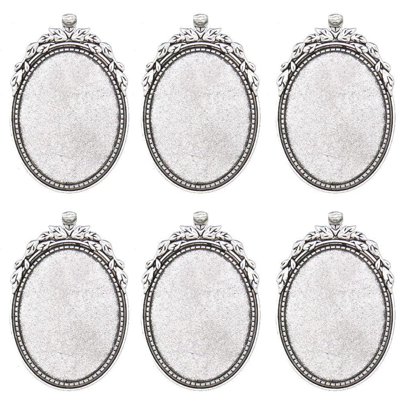 30 X 40Mm 20 Pcs Antique Silver Oval Bezel Pendant Trays Blanks Cameo Bezel Ca