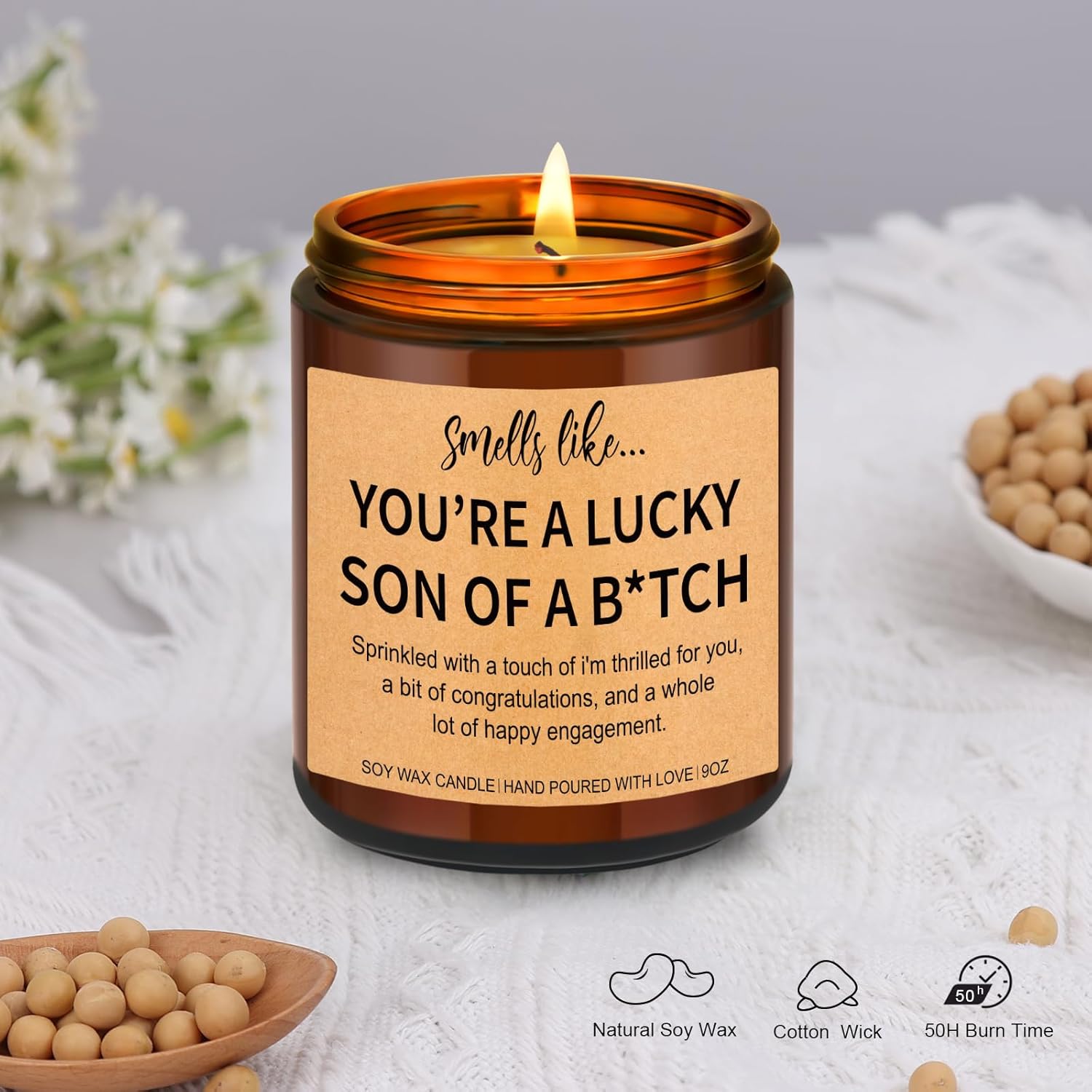 Engagement Gifts For Couples - Engagement Party & Engaged Gifts For Men, Him, Groom, Boyfriend, Fiance - Newly Engaged Gift, Scented Candle, 9Oz