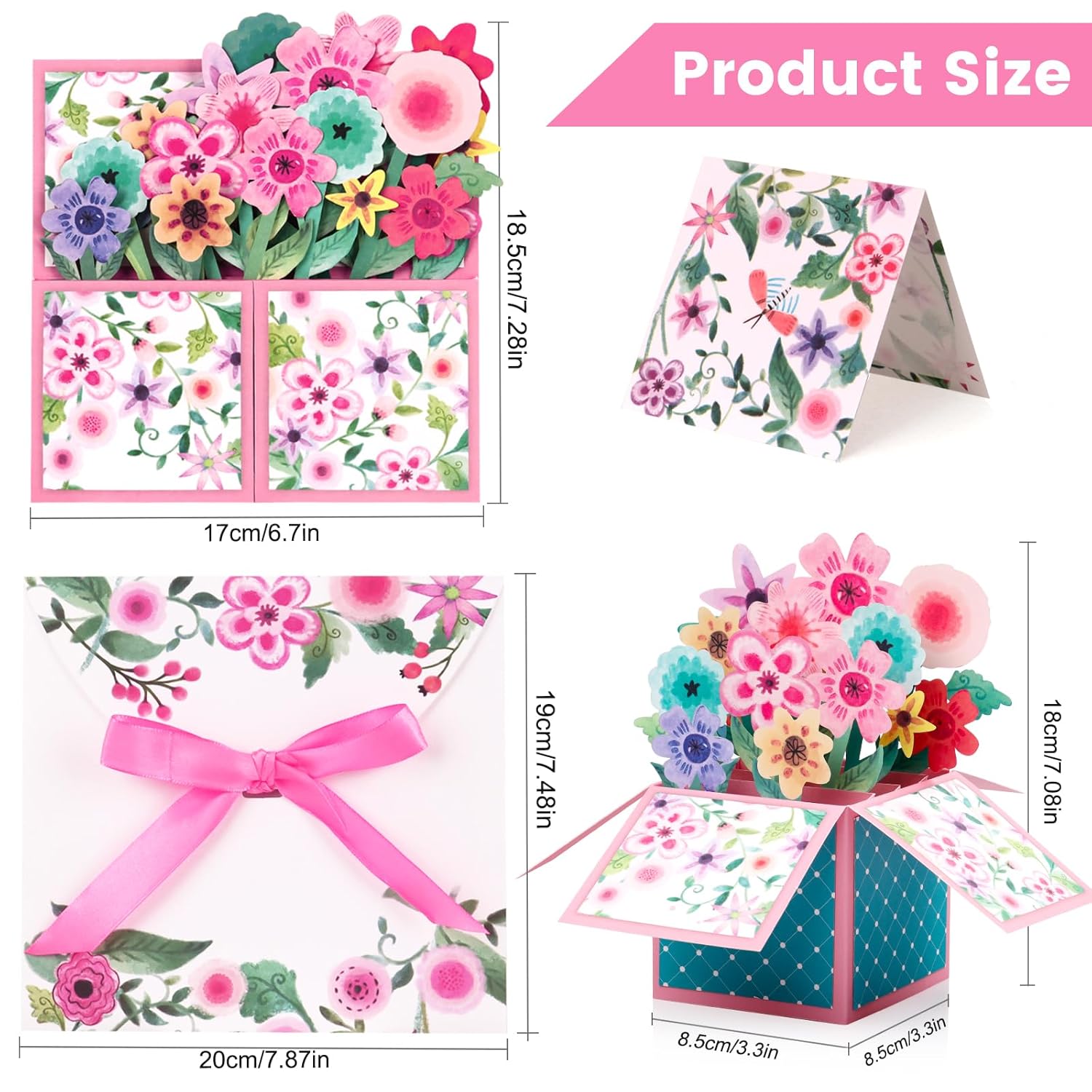 Watercolor Flowers Pop-Up Cards–3D Floral Greeting Cards For Birthday, Mother’S Day, Thank You, All Occasions–Includes Notecard & Envelope–Gift For Women, Mom, Grandma, Wife, Daughter, Sister