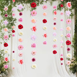 6 Pcs 45 Ft Flower Garlands Artificial Rose Flower Garland Backdrop Artificial Hanging Vine Wildflower Floral Decor For Spring Party Wedding Shower Valentine'S Day Home Wall Arch Garden