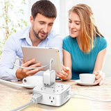 6FT Surge Protector Power Strip with 8 Outlets 4 USB Ports Flat Plug Wall Mount White
