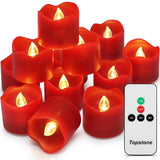Red Remote Control Flameless Tealight Candles,Cr2450 Battery Powered Votive Candles With Timer,Electric Fake Candle For Home, Christmas Decoration,Pack Of 12