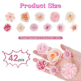 42Pcs Fake Flower Heads, Silk Pink Artificial Flowers For Crafts Diy Wreath, Centerpieces, Home Decoration, Faux Cake Flowers For Wedding Bridal Party Baby Shower Supplies