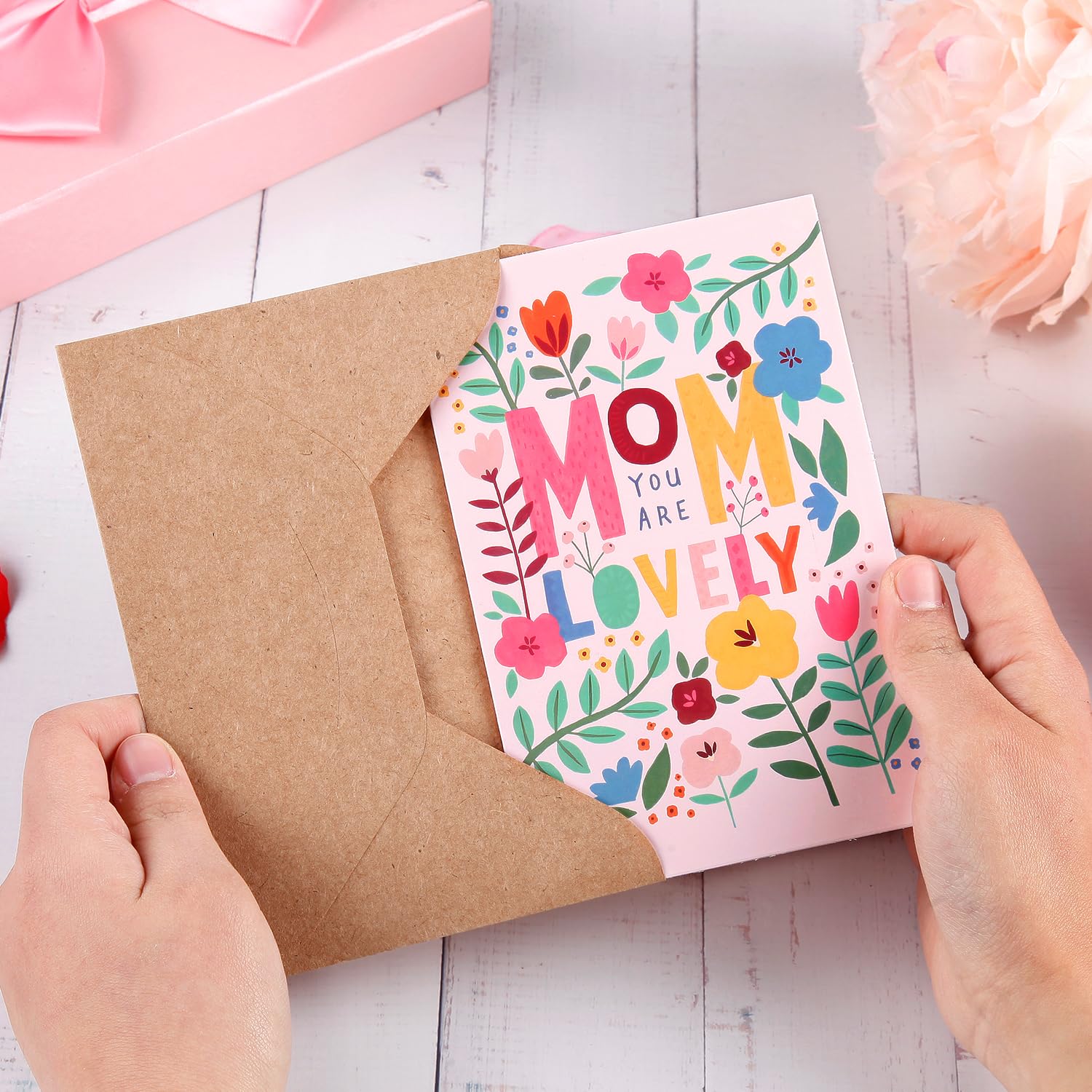 20 Pcs Happy Mother'S Day Greeting Cards Modern Floral Blank Note Cards With Kraft Envelopes Mother'S Day Present Gift Box Assorted Cards For Holiday Party Celebration Flowers Cards-4X6