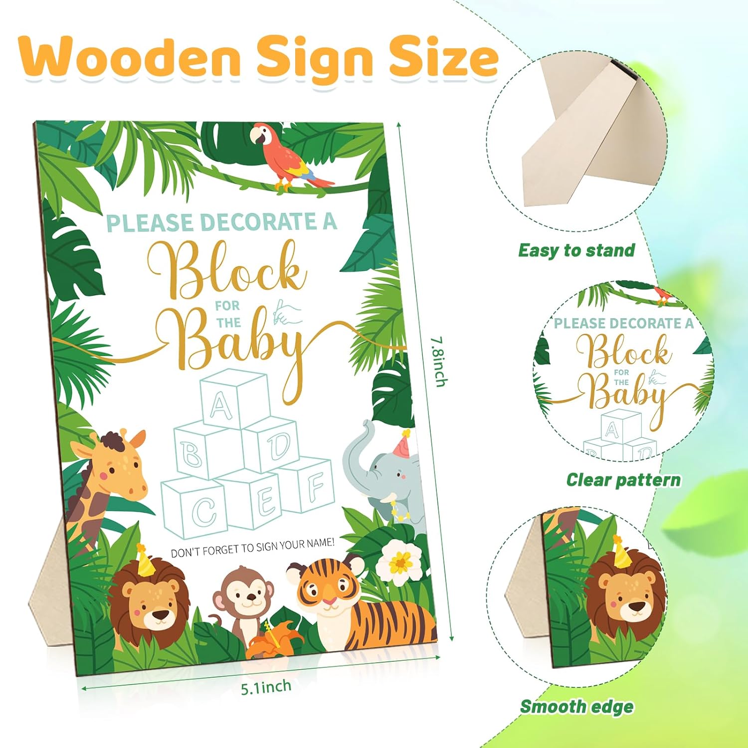 71 Pcs Baby Shower Games Blocks Include 57 Wooden Blank Blocks, 24 Marker, A Block Game Sign And A Blocks Box For Baby Shower Favors Games Prizes Boy And Girls Gender Reveal Party Game