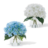 2-Pack Real Touch Artificial Hydrangea Flowers In Vase With Wood Bead String, Lifelike Faux Hydrangea Bouquet For Home Table Centerpieces, Bathroom & Office Decor?White & Blue