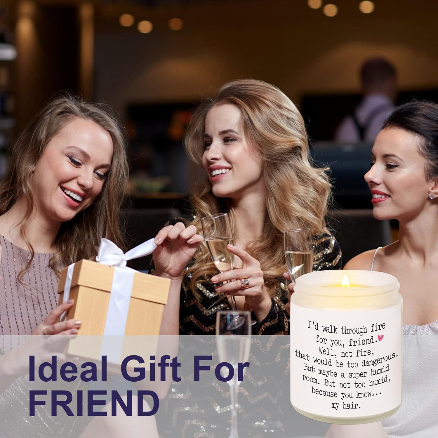 Best Friend Birthday Gifts For Women, Funny Scented Candles For Women, Galentines Day Gifts, Friendship Gift For Friends Female, I'D Walk Through Fire For You Friend Candle, Handmade, 7Oz
