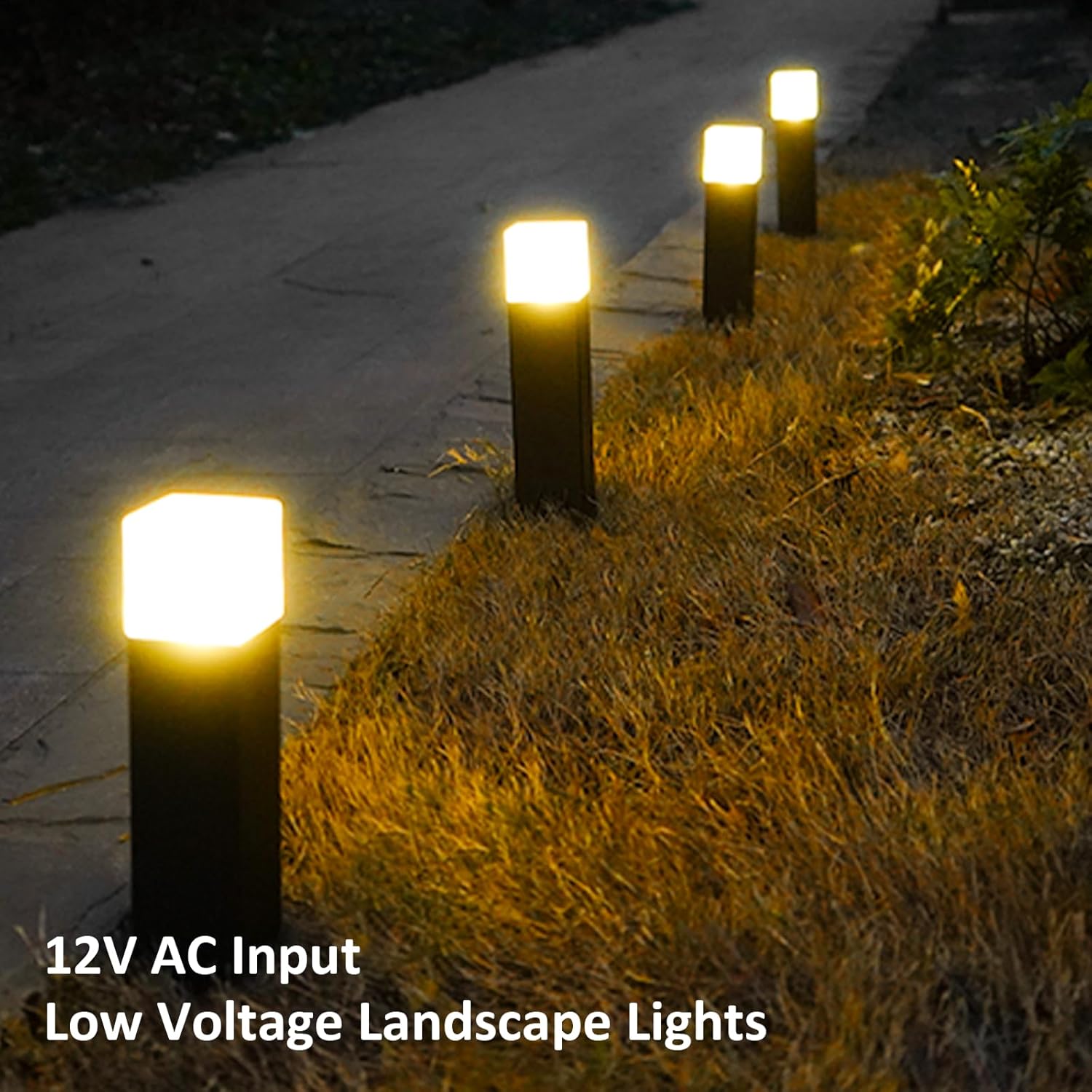 8Pk Bollard Landscape Lighting Kit 2W Led Low Voltage Square Pathway Lights 100 Lumen 2700K Warm White Outdoor Hardwired Walkway Lights Brown Finish Path Lights With Connectors Metal Stakes