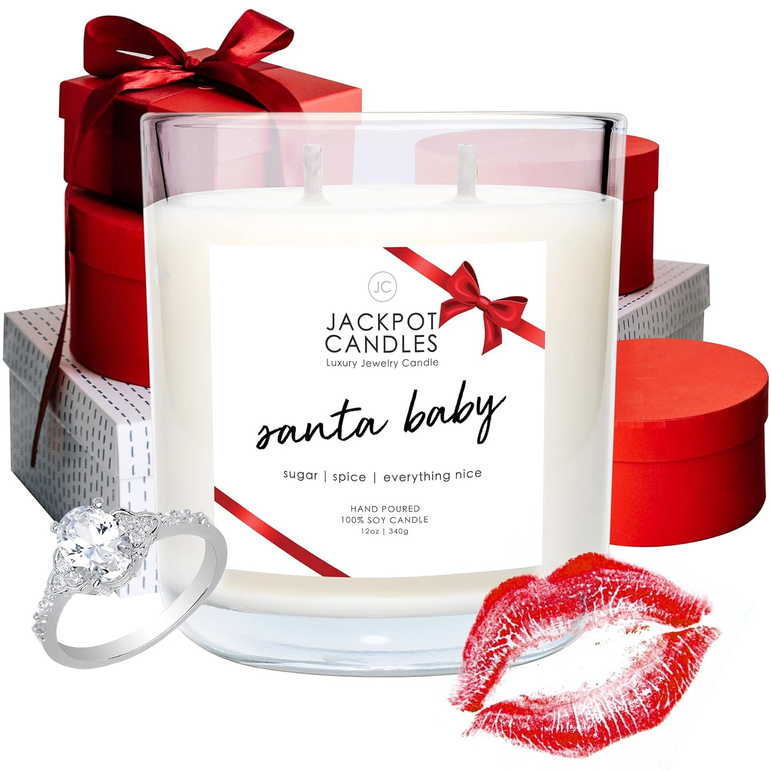 Christmas Santa Baby Candle With Ring Inside (Surprise Jewelry Valued At 15 To 5,000 Dollars) Ring Size 7