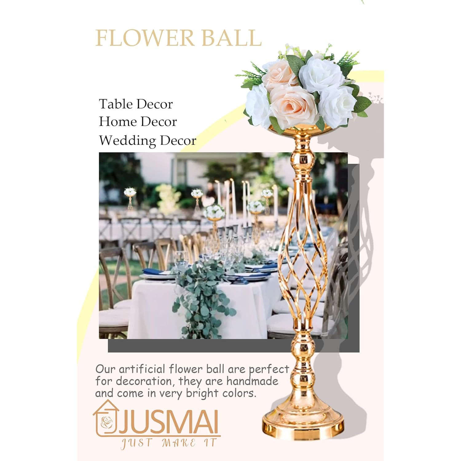 Artificial Flowers Ball 4 Pcs Champagne White Flowers Wedding Table Centerpiece Table Decorations Flower Arrangement For Table Flowers Centerpieces Wedding Flowers Wedding Centerpieces