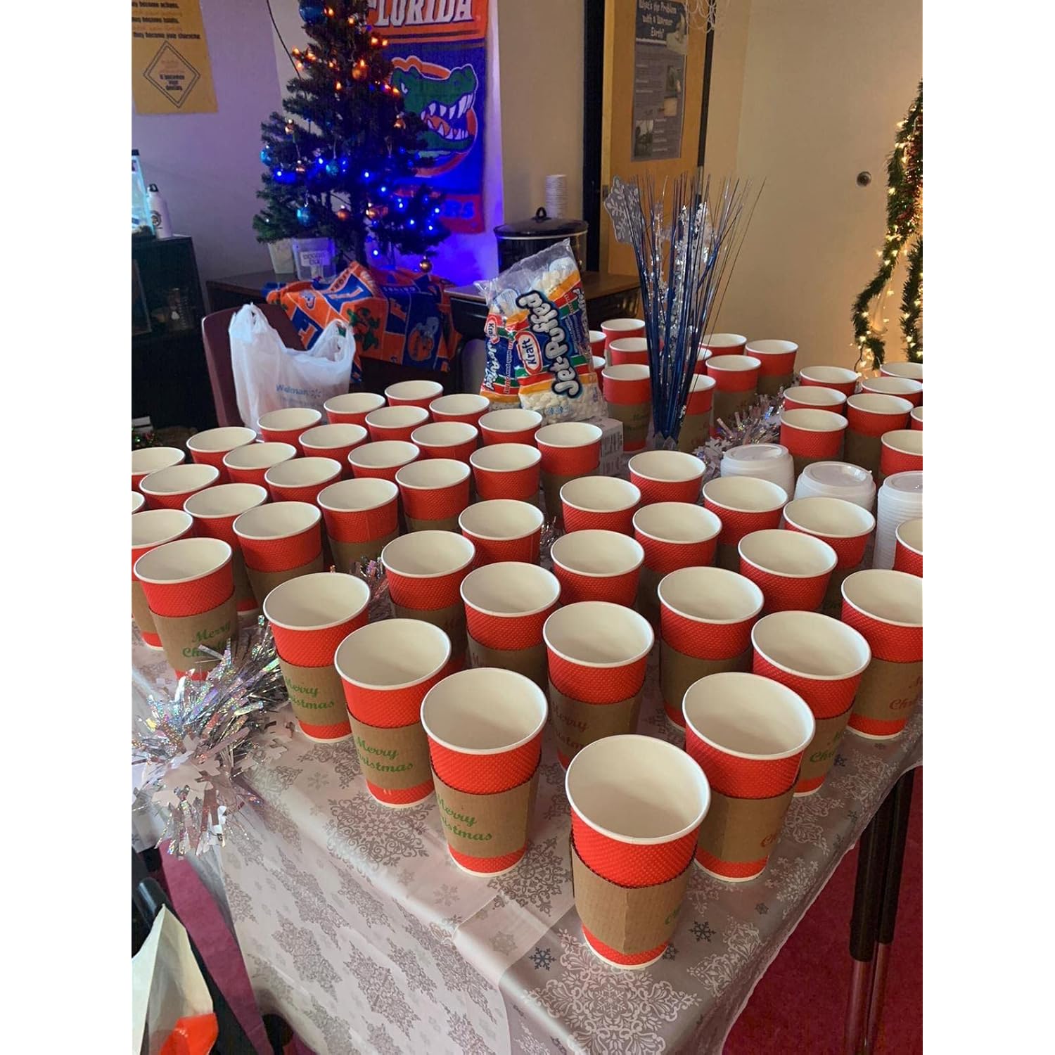 Christmas Coffee Cup Sleeves 50 Count Hot Chocolate Cocoa Paper Cup Sleeves, Coffee Cup Sleeves With Merry Christmas Print In Red And Green.