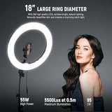 18 Inch Ring Light Kit 55W 5600K Professional LED with Stand Phone Holder and Bag for Studio Video Photography